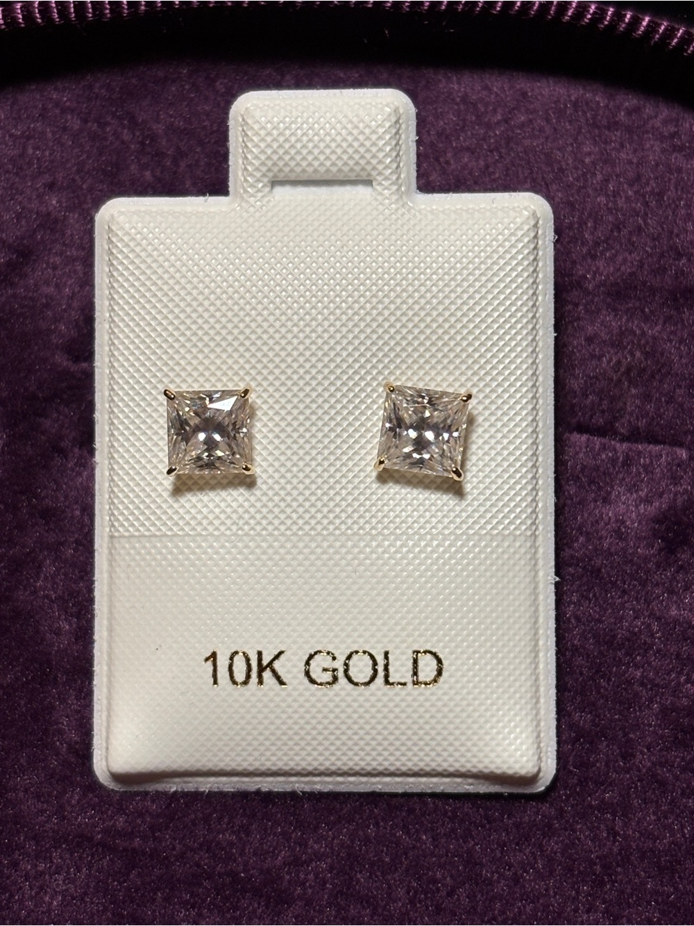 10k Real Gold 1.2ct. VVS1 Moissanite Princess-Cut Stud Earrings - Picture 14 of 17